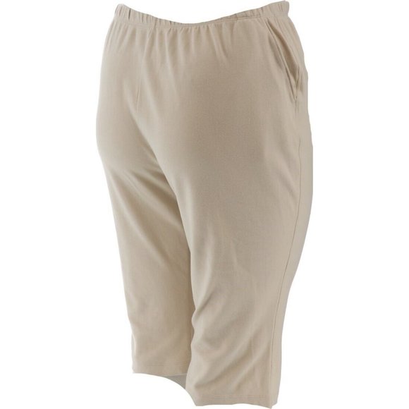 NWT LANDS' END WOMEN'S SPORT KNIT HIGH RISE CAPRI PANTS LIGHT STONE PXS - Picture 3 of 12